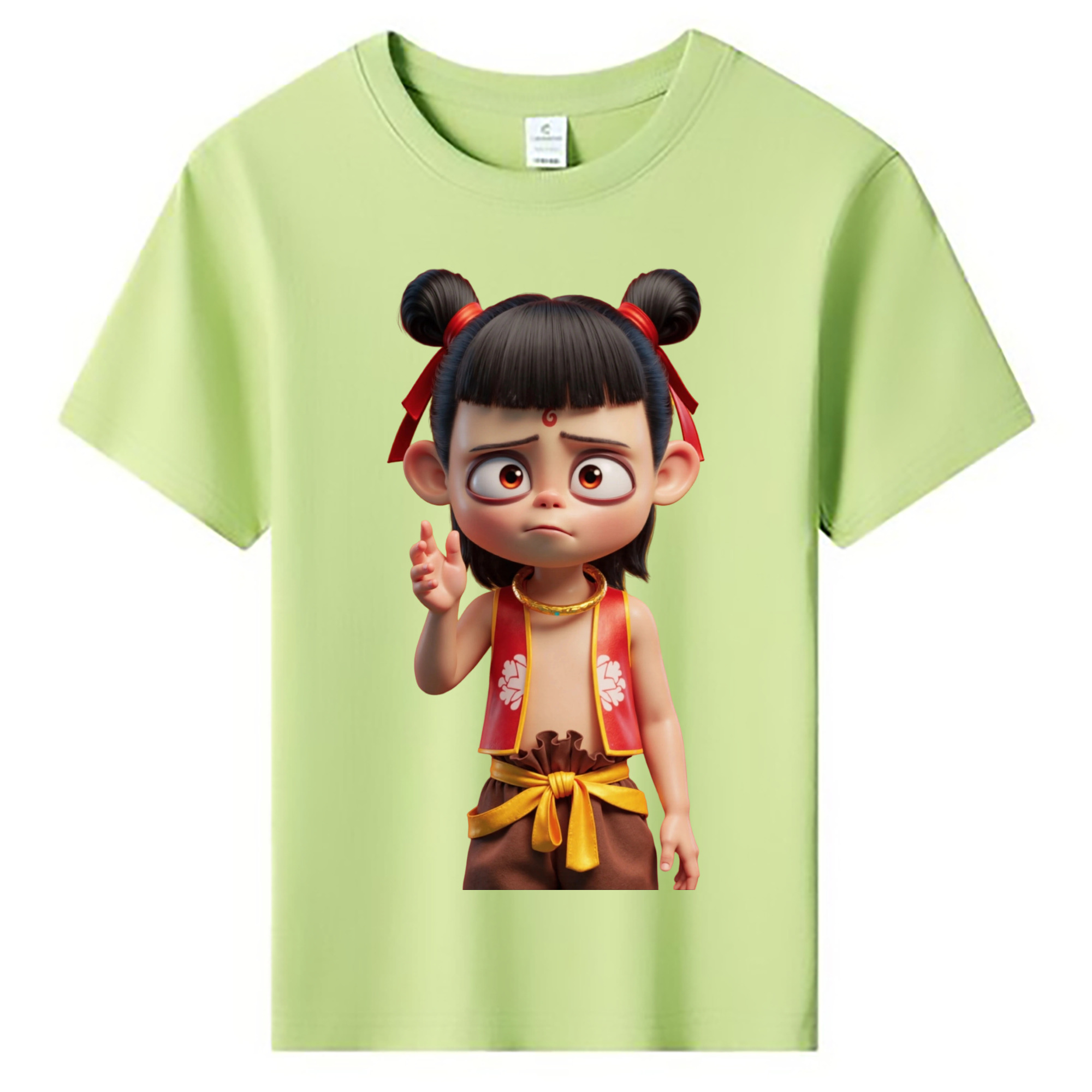 （画像用） Ne Zha 2 ナタ 魔童の大暴れ 綿100％キッズTシャツ（フロントプリント）